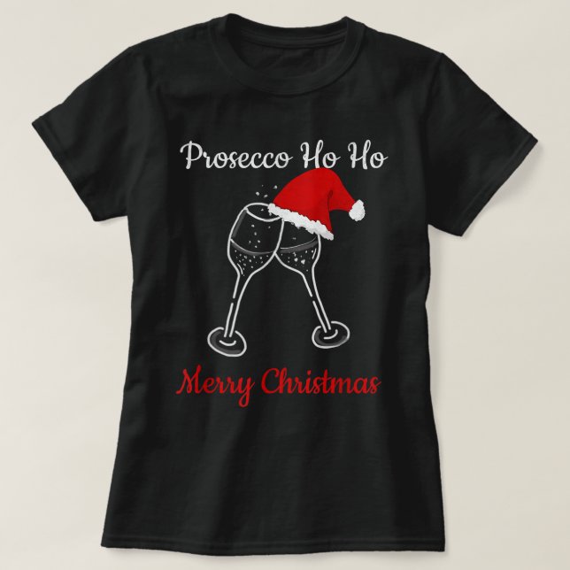 Camiseta Navidades de Prosecco Ho Fiesta Santa Hat (Diseño del anverso)