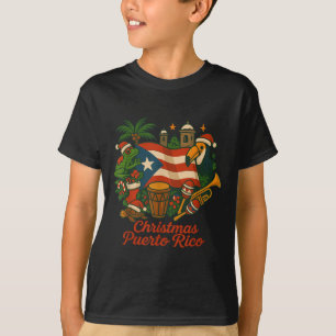 Camiseta Navidades de Puerto Rico festividad con bandera Co