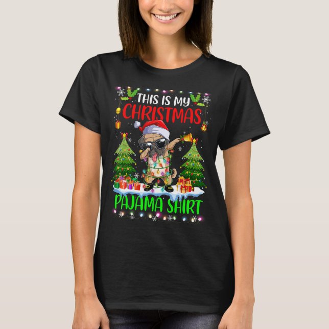 Camiseta Navidades De Pug Iluminan A Santa Perro Esta Es Mi (Anverso)