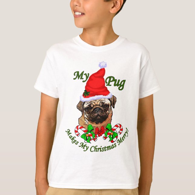 Camiseta Navidades de Pug Lovers regalos (Anverso)