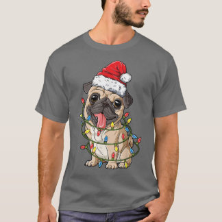 Camiseta Navidades de Pug Santa Hat Xmas enciende niños Pug