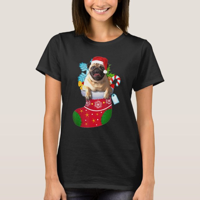 Camiseta Navidades de pug Sock decoran Navidad (Anverso)
