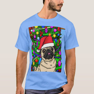 Camiseta Navidades De Pug Tiran Con Un Navidad Gorra Y Niño