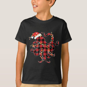 Camiseta Navidades de pulpo de búfalo rojo iluminan pijamas