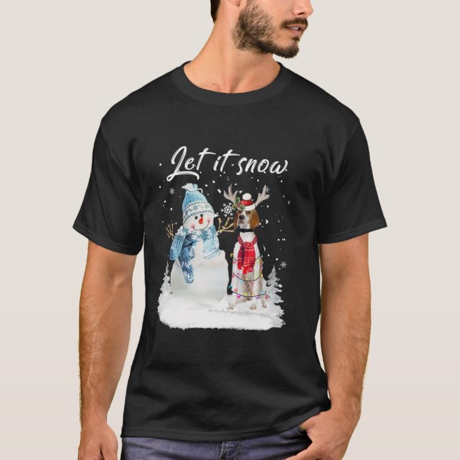Camiseta Navidades de punteros de Santa Dog Snowman Xmas P (Anverso)