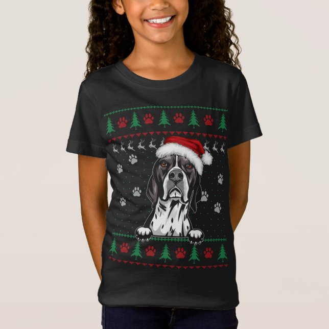 Camiseta Navidades de punteros ingleses graciosos Perro dul (Anverso)