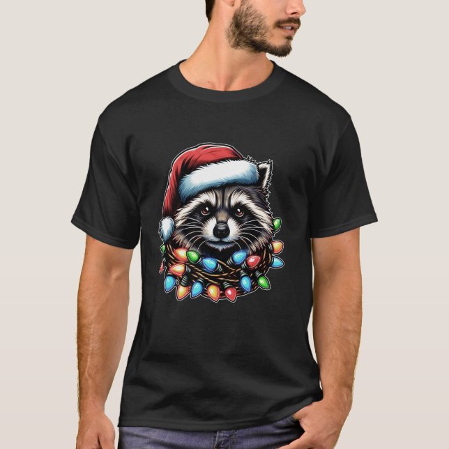 Camiseta Navidades de Raccoon Opossum Street Gorras Navidad (Anverso)