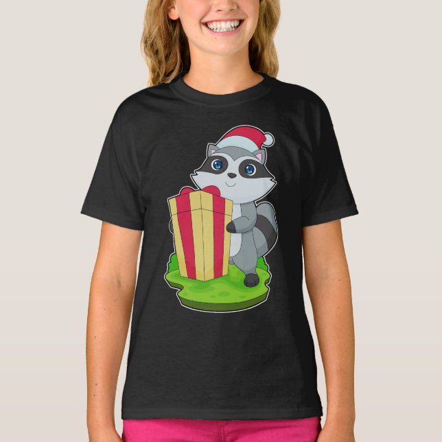 Camiseta Navidades de Racoon Santa hat (Anverso)