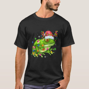Camiseta Navidades de rana iluminan árbol divertida Santa H