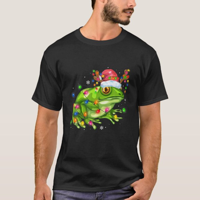 Camiseta Navidades de rana iluminan árbol divertida Santa H (Anverso)