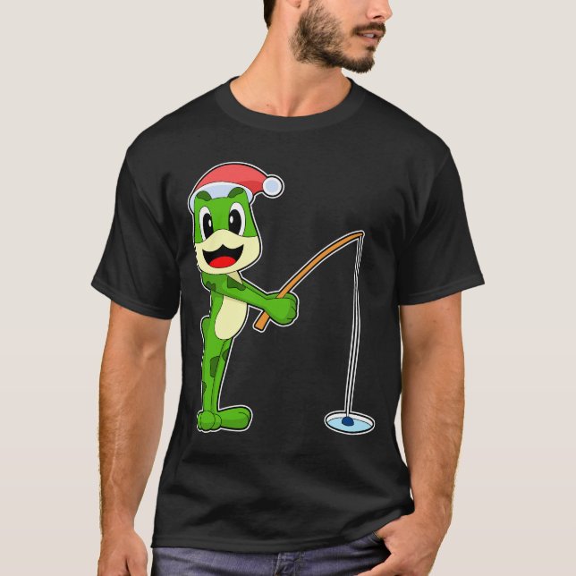 Camiseta Navidades de rana pescando (Anverso)