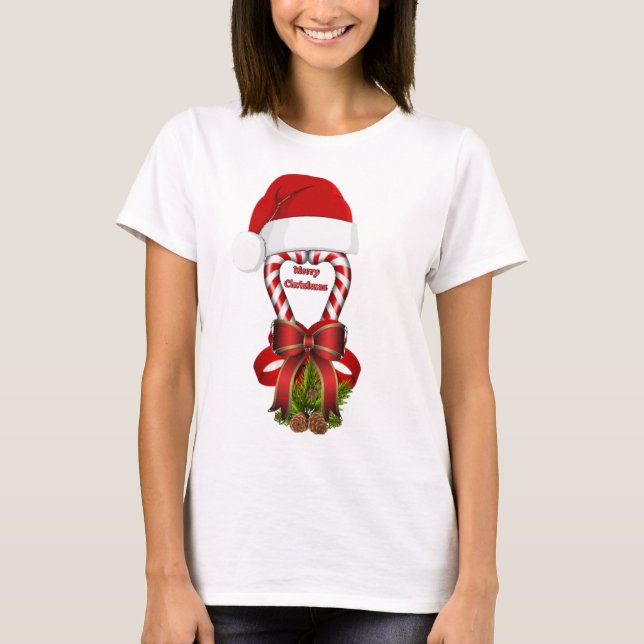 Camiseta Navidades de rayas rojas Candy Cane (Anverso)