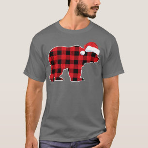 Camiseta Navidades de Red Plaid Mama Bear Santa Hat chicas