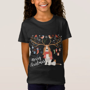 Camiseta Navidades de regalo de hélice base perro reno