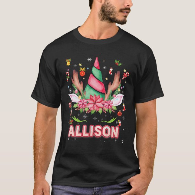 Camiseta Navidades de Reindeer Unicorn Face Allison Mistlet (Anverso)