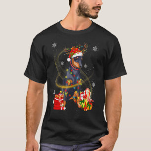 Camiseta Navidades de reno de perro de Doberman perros de p