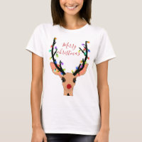 Navidades de reno rojo curado brillan por sus luce