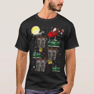 Camiseta Navidades de renos azules rusos gato azul L