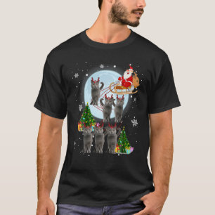 Camiseta Navidades de renos azules rusos gato azul L