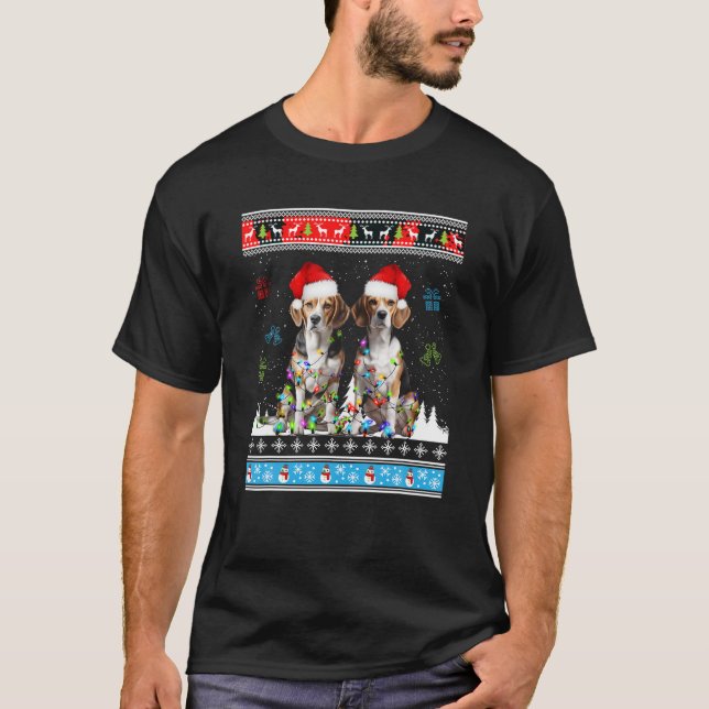 Camiseta Navidades de renos beagle beagle feos navideños su (Anverso)