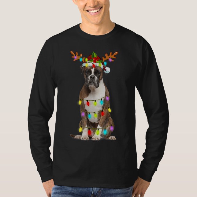 Camiseta Navidades de renos boxeadores iluminan divertida N (Anverso)