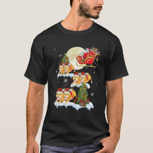 Camiseta Navidades de renos chiba inu Santa Riding Dog Paja