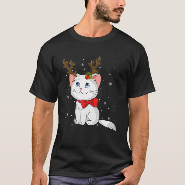 Camiseta Navidades de renos Chicas gatos gatos gatitos Cost (Anverso)