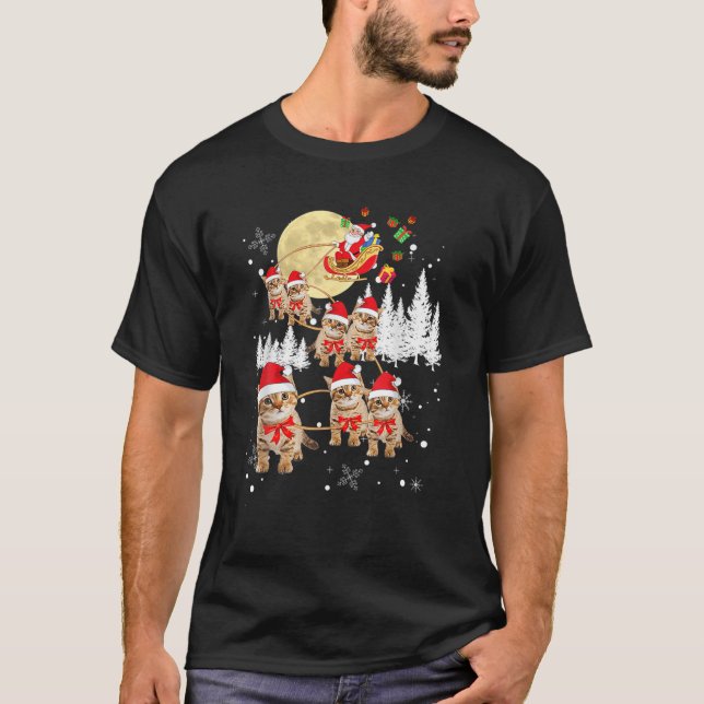 Camiseta Navidades de renos conmovedores de gato Moon Santa (Anverso)