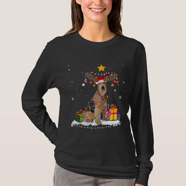 Camiseta Navidades de renos de Airedale Terrier Dog Navidad (Anverso)