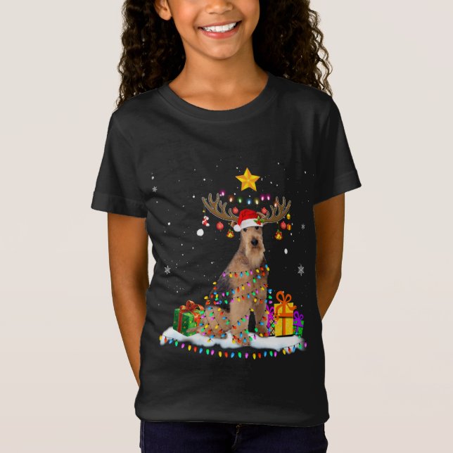 Camiseta Navidades de renos de Airedale Terrier Dog Navidad (Anverso)