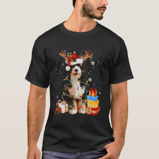 Camiseta Navidades de renos de Bernedoodle iluminan a perro