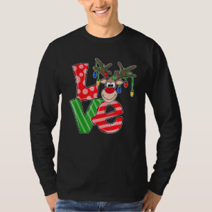 Camiseta Navidades de renos de búfalo con amor y luces navi