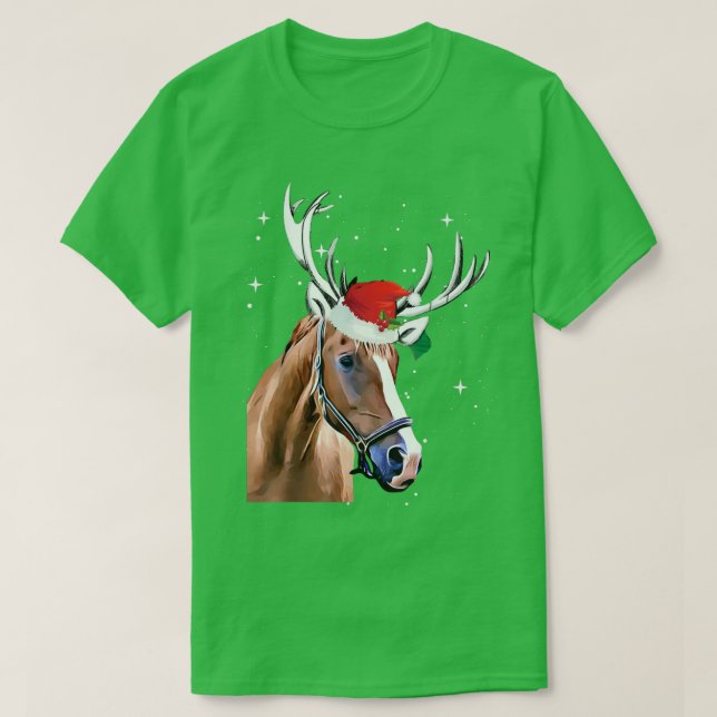 Camiseta Navidades de renos de caballos alumbran a la perfe (Diseño del anverso)