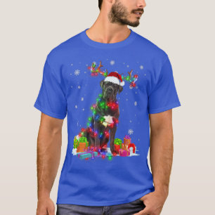 Camiseta Navidades de renos de Cane Corso alumbran a curios