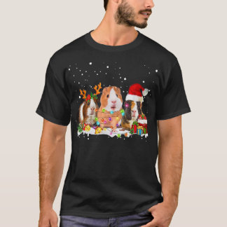 Camiseta Navidades de renos de cerdo de Guinea alumbran árb