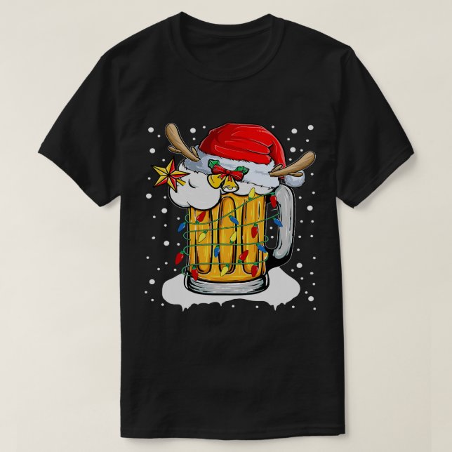 Camiseta navidades de renos de Cerveza de ZjbR Fiesta Merry (Diseño del anverso)