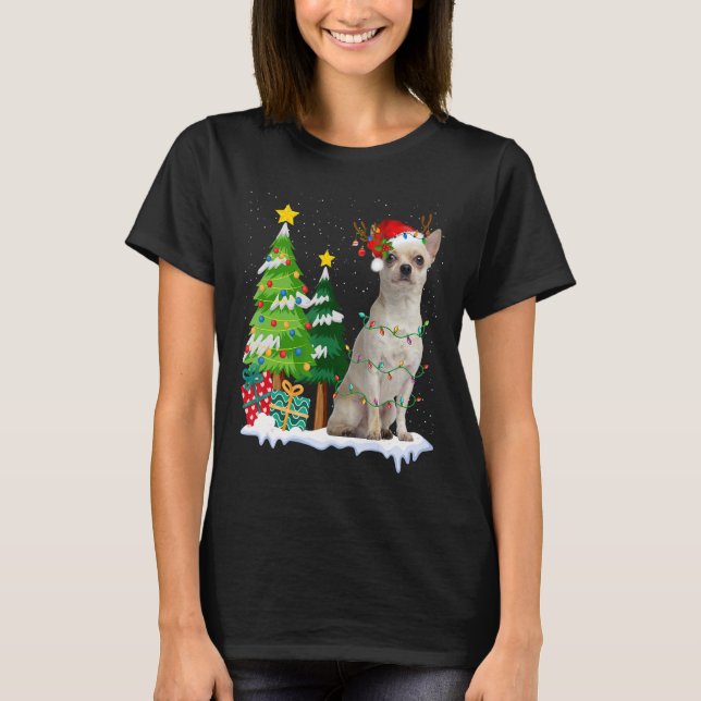 Camiseta Navidades de renos de Chihuahua Dog Santa Hat (Anverso)