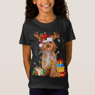 Camiseta Navidades de renos de Cockapoo iluminan divertidas