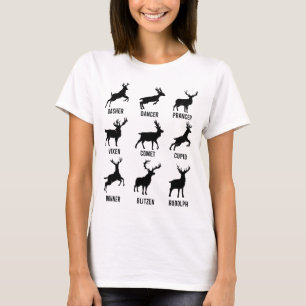 Camiseta Navidades de renos de Dasher Dancer Prancer Vixen