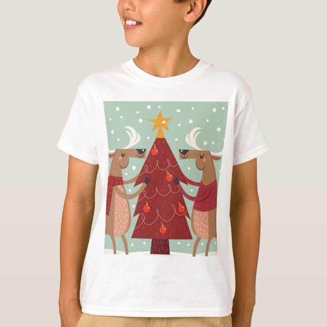 Camiseta Navidades de renos de época (Anverso)