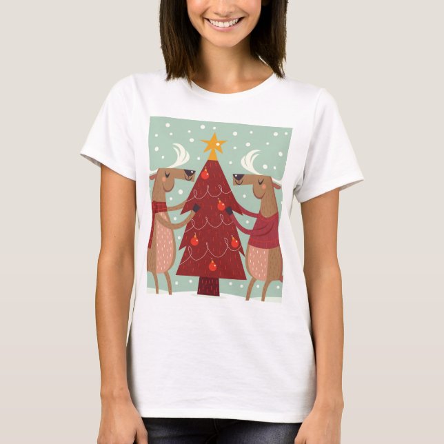 Camiseta Navidades de renos de época (Anverso)