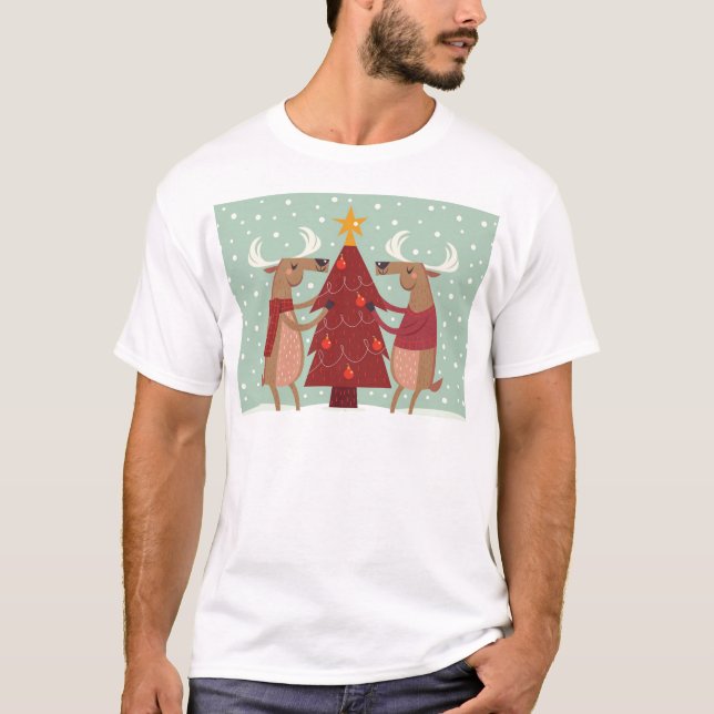 Camiseta Navidades de renos de época (Anverso)