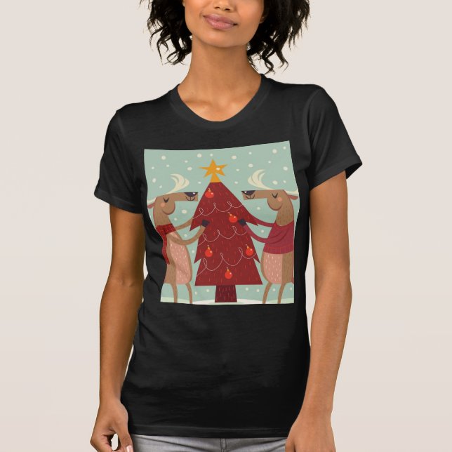 Camiseta Navidades de renos de época (Anverso)