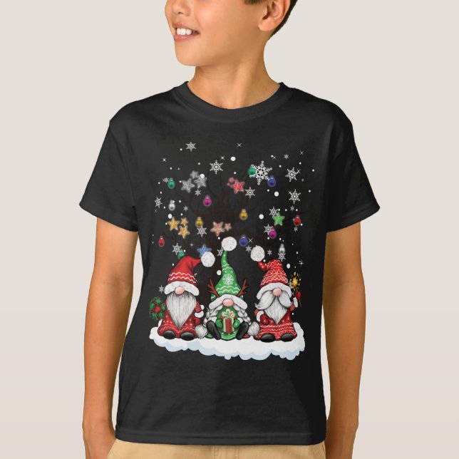 Camiseta Navidades De Renos De Gnomes De Cute Encenden Árbo (Anverso)