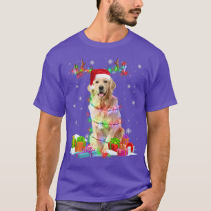 Camiseta Navidades de renos de Golden Retriever iluminan la