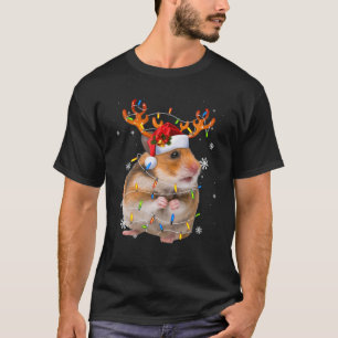 Camiseta Navidades de renos de hámster iluminan divertida i