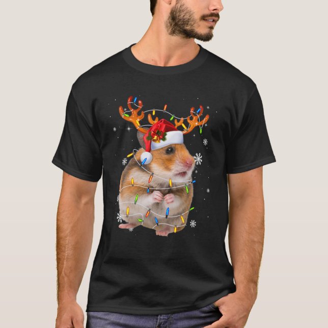 Camiseta Navidades de renos de hámster iluminan divertida i (Anverso)