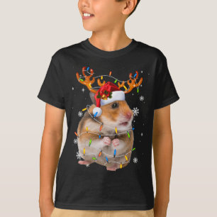 Camiseta Navidades de renos de hámster iluminan divertida i