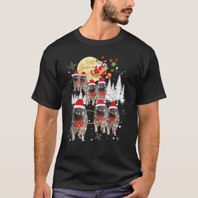 Camiseta Navidades de renos de Keeshond Moon Santa Dog (Anverso)