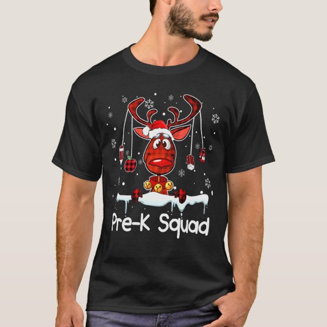 Camiseta Navidades de renos de la brida pre K  de Squad (Anverso)